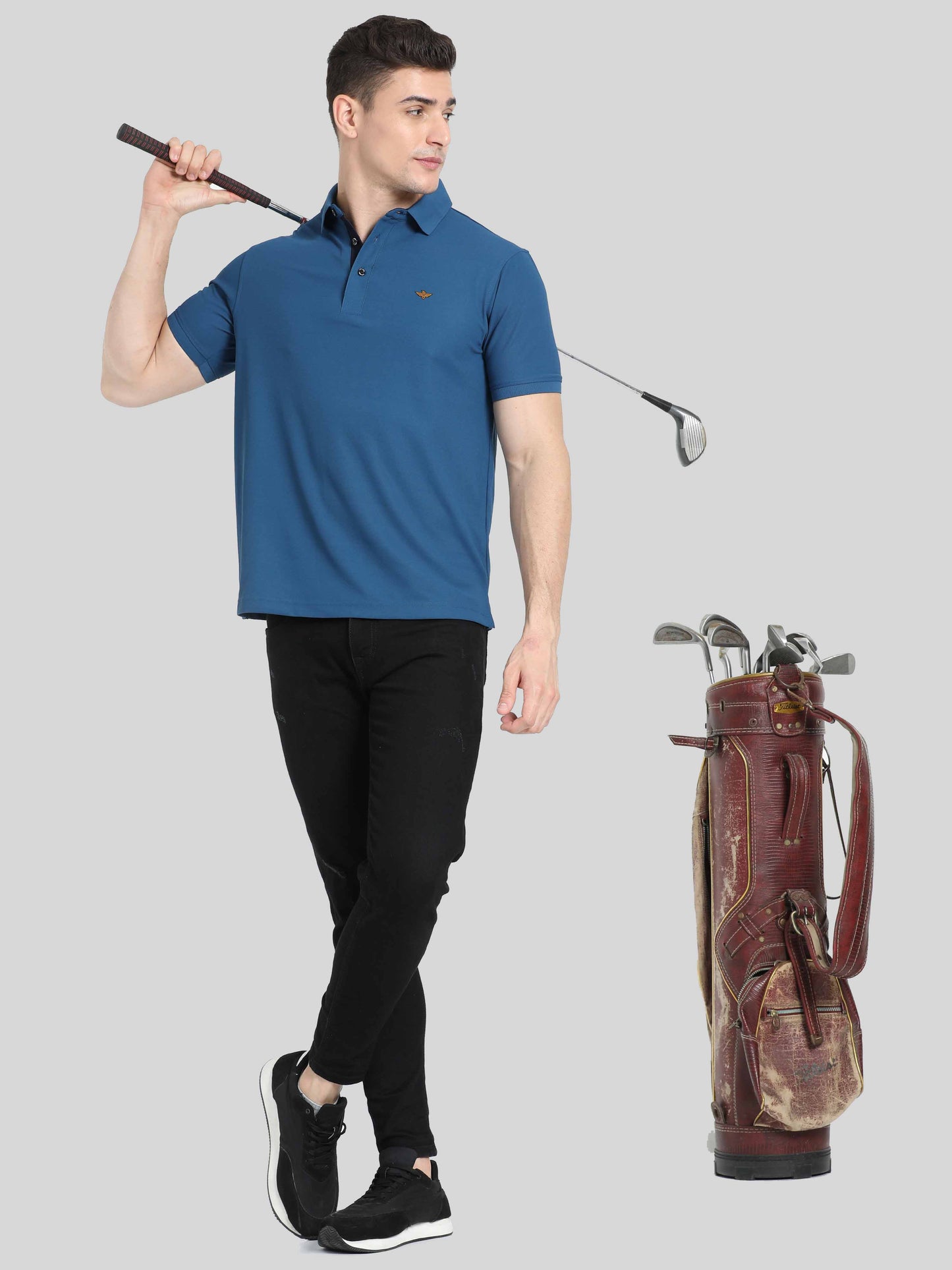 Teal Blue Premium Polo T Shirt for Men