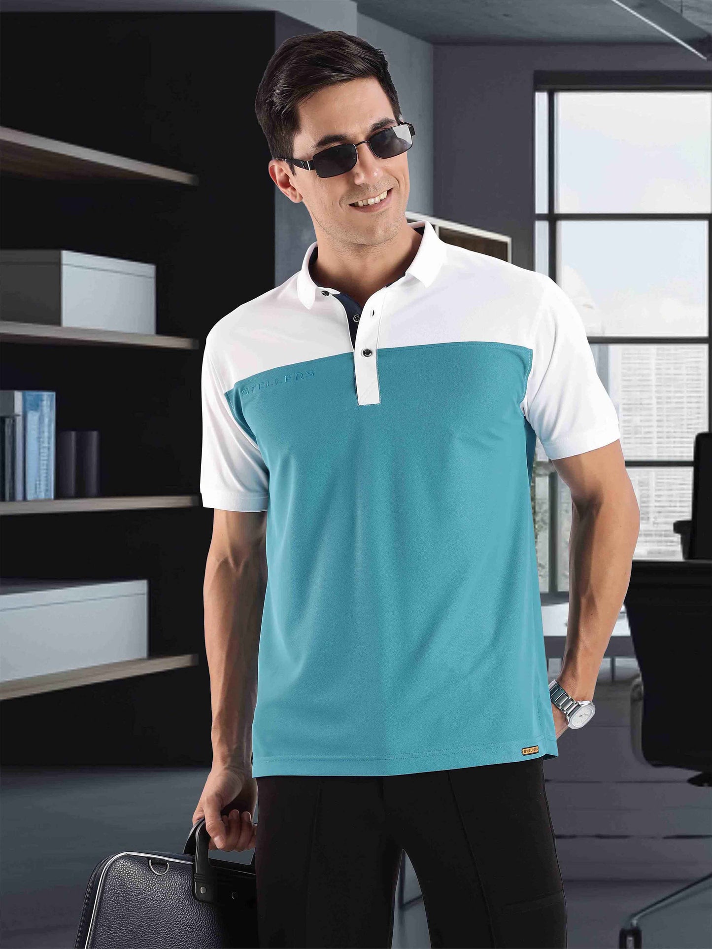 Men's T-cross Polo T-Shirt-Jade Green | Wrinkle-Free | Quick Dry | Stretchable |  Odour-Free | UV Protected