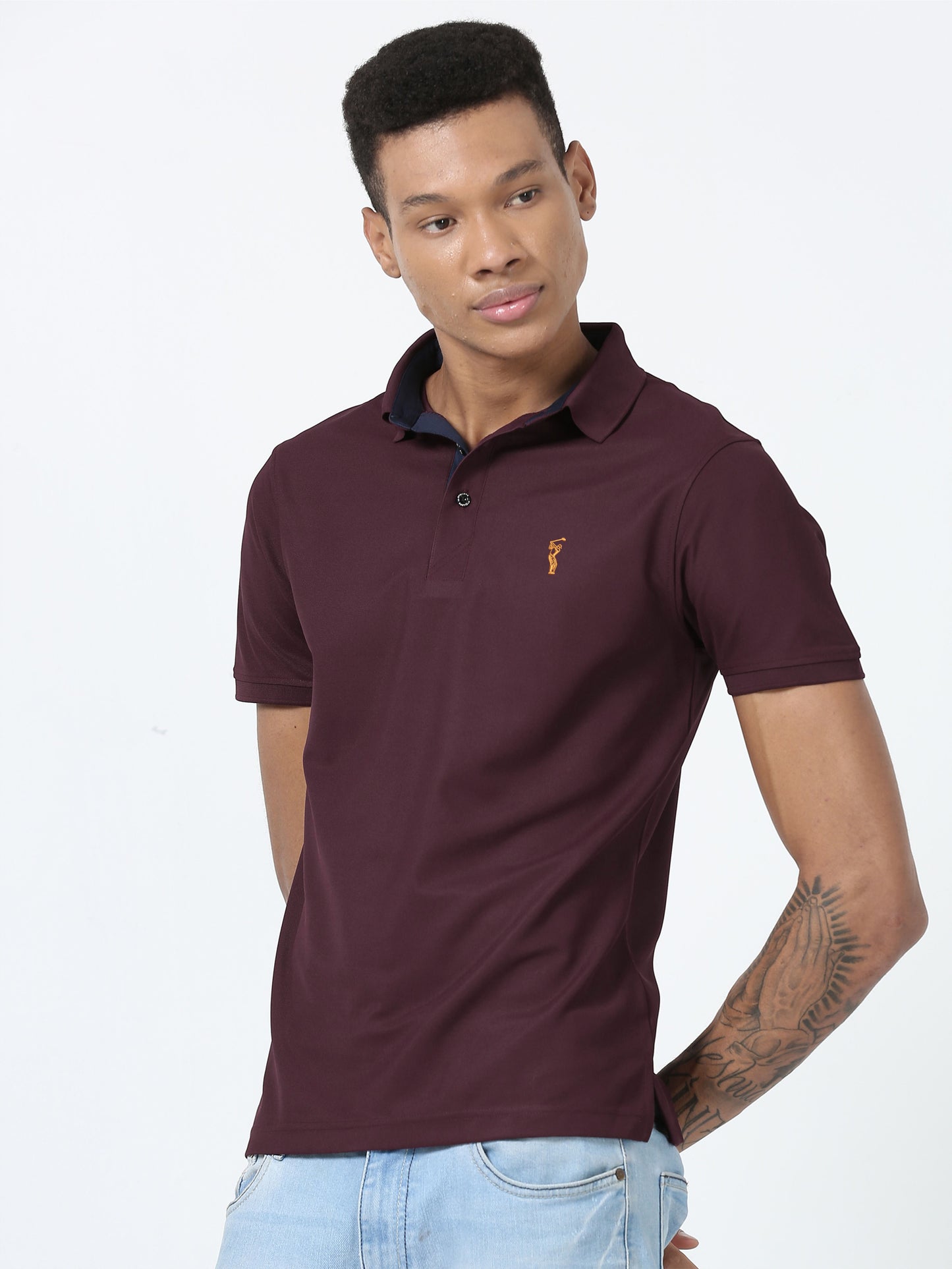 Men Wine Premium Golf Polo T-Shirt | Quick Dry | Stretchable | UV Protected | Wrinkle & Odour-Free