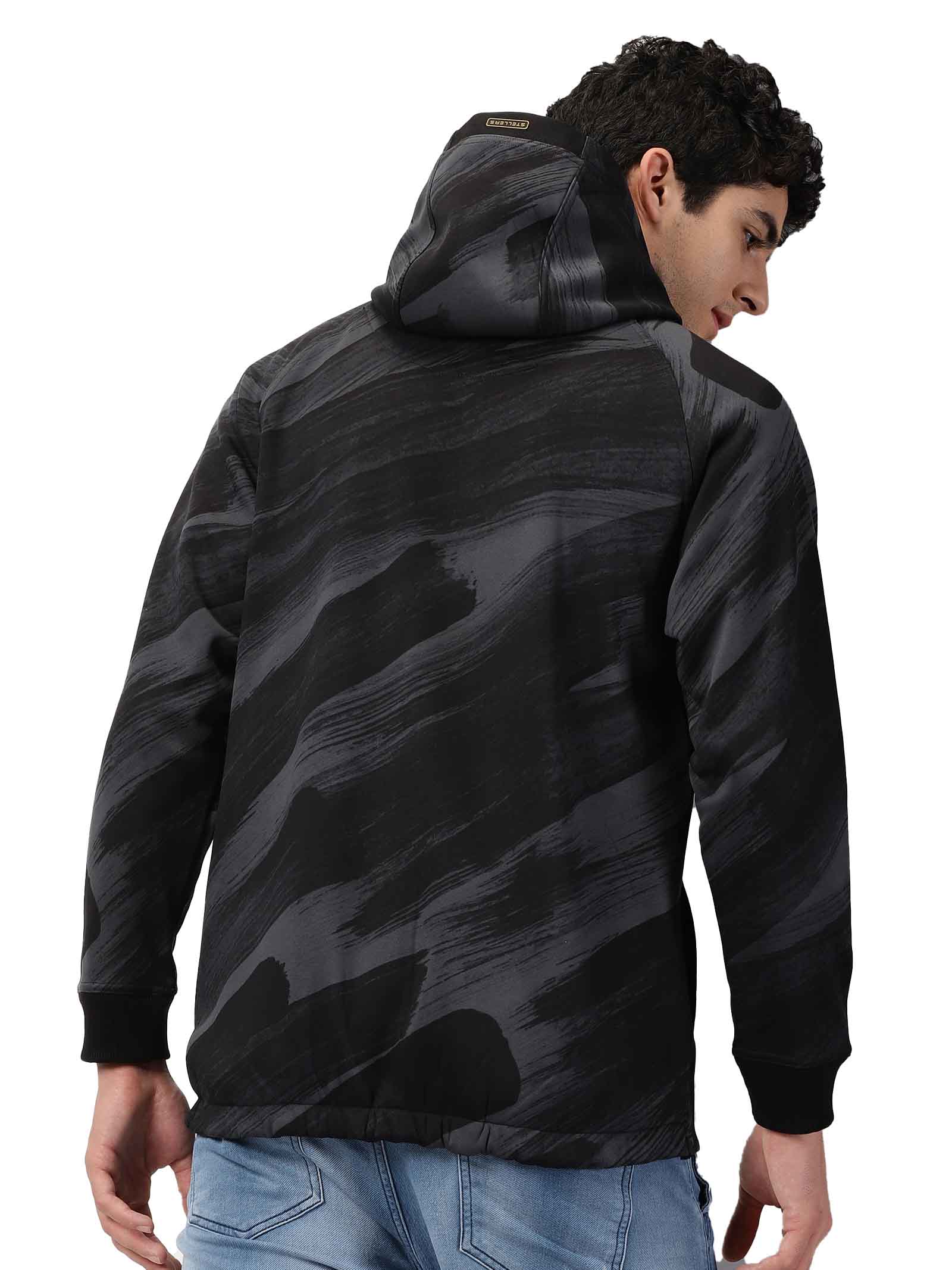 Black Camouflage Zipper Hoodies for men