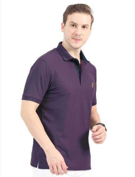 Men Black Currant Premium Golf Polo T-Shirt | Quick Dry | Stretchable | UV Protected | Wrinkle & Odour-Free