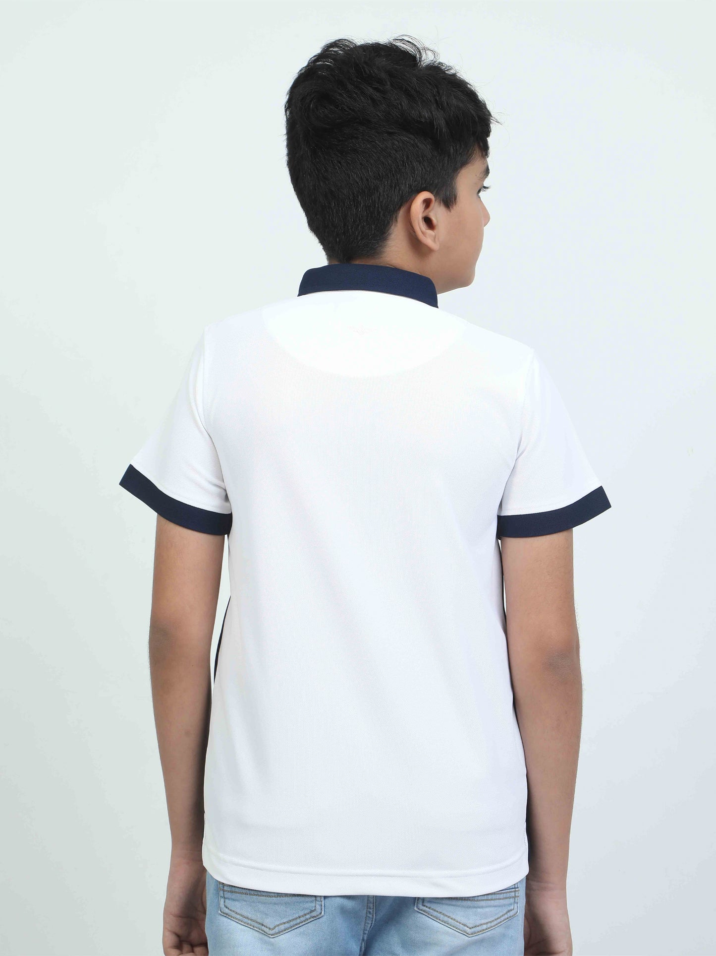 Navy Blue Boy's Center Panel Polo T-Shirt