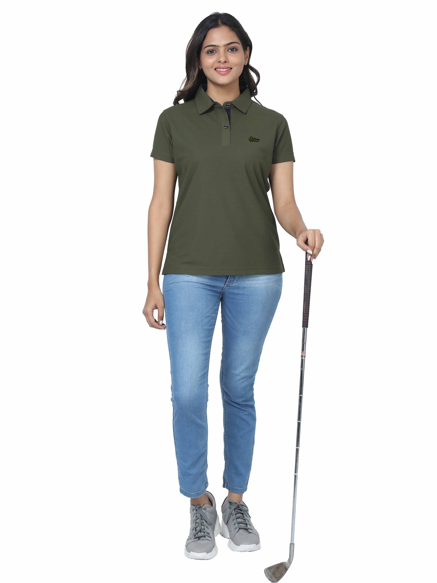 Olive Green Women's Golf polo t shirts for women