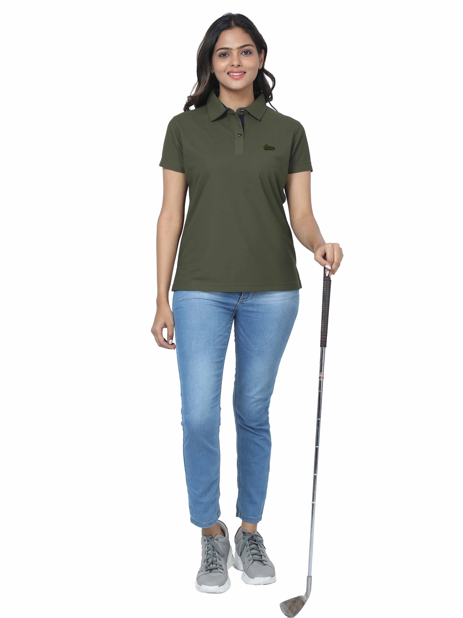 Olive Green Women's Golf polo t shirts for women