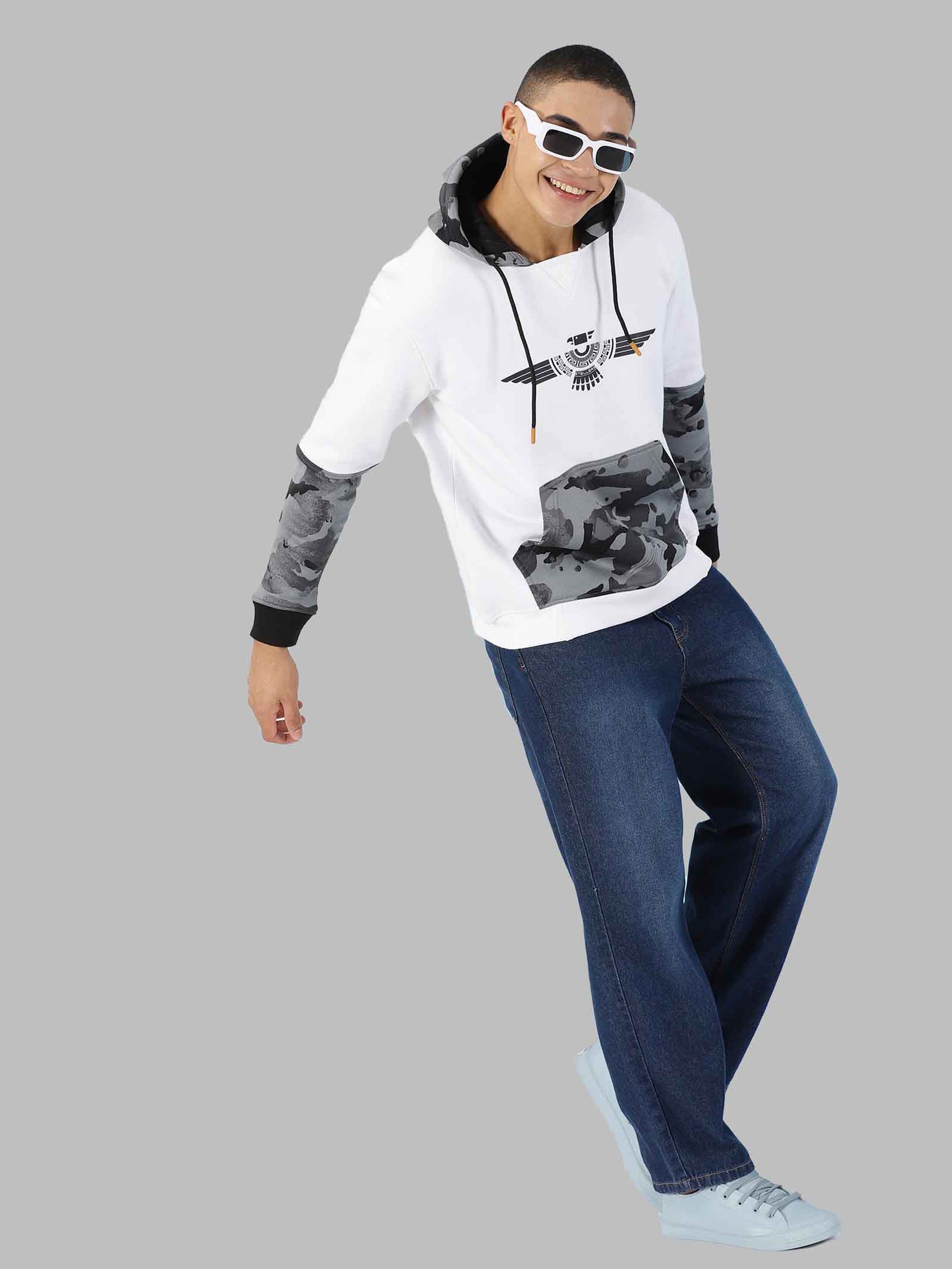 White Camouflage Hoodies for Men
