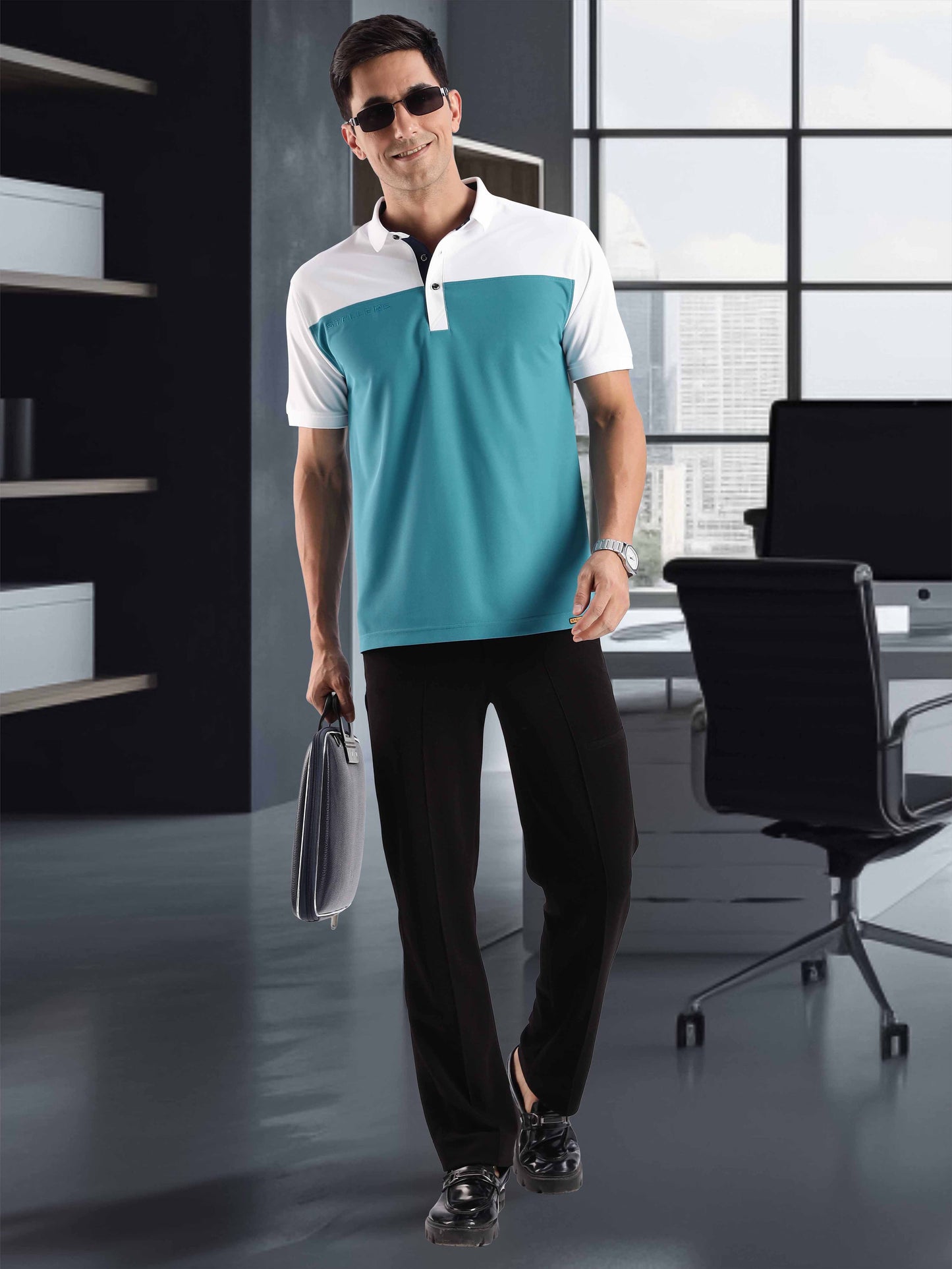 Men's T-cross Polo T-Shirt-Jade Green | Wrinkle-Free | Quick Dry | Stretchable |  Odour-Free | UV Protected