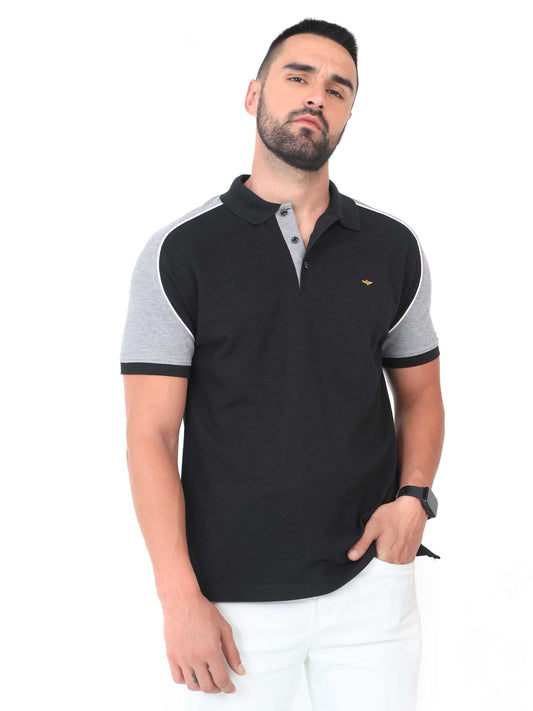 Black Men's Dual Color Polo T-Shirt