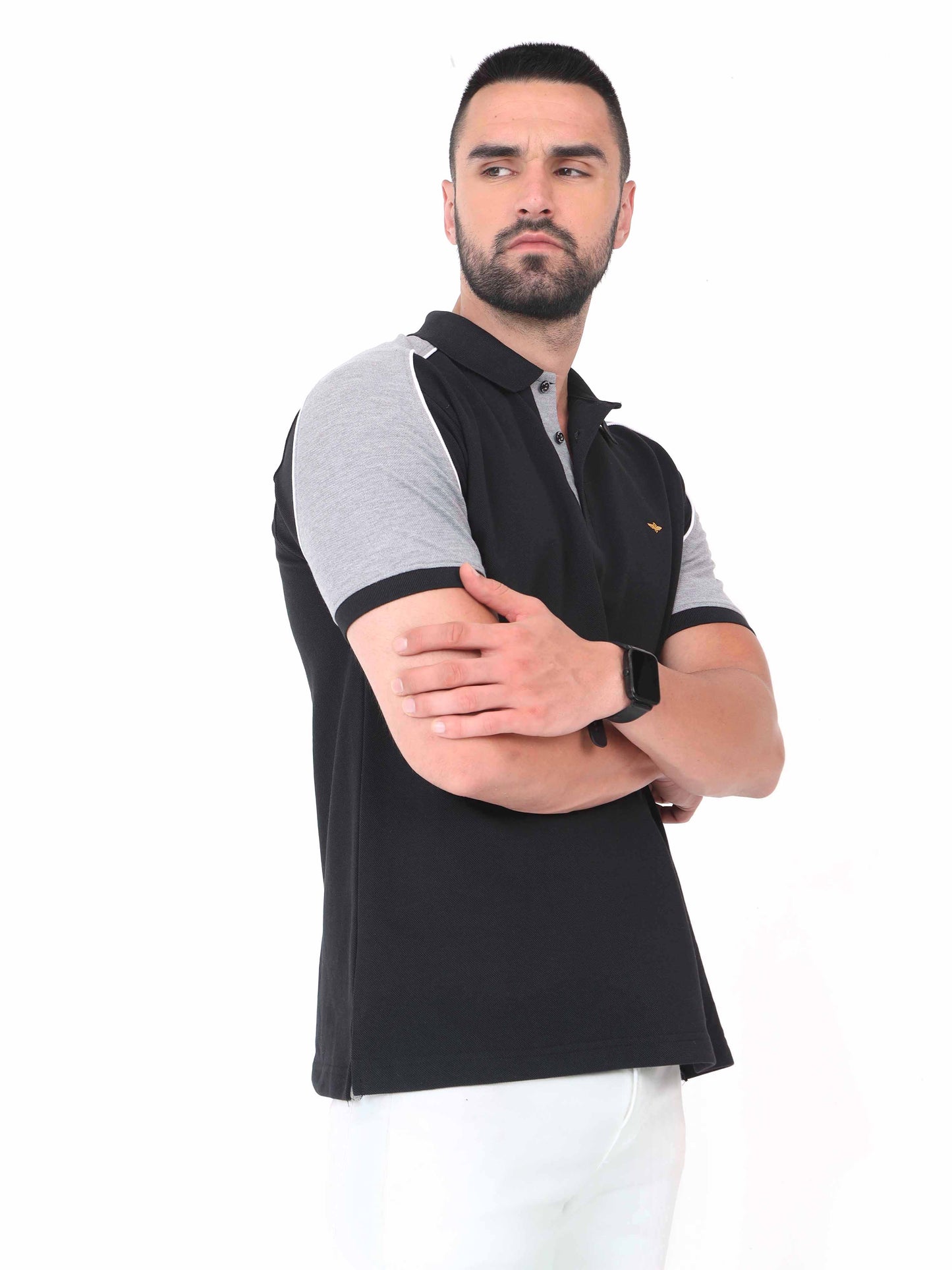 Black Men's Dual Color Polo T-Shirt