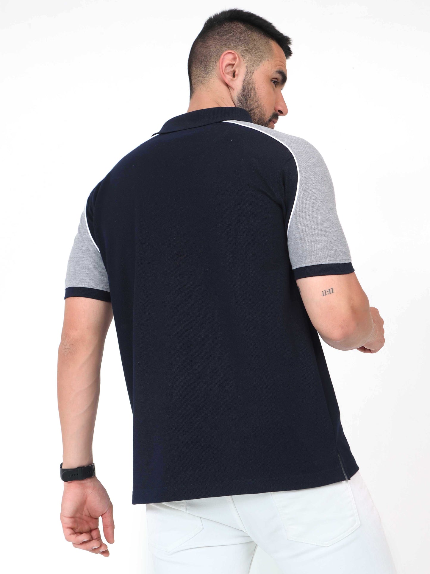 Navy Blue Men's Dual Color Polo T-Shirt