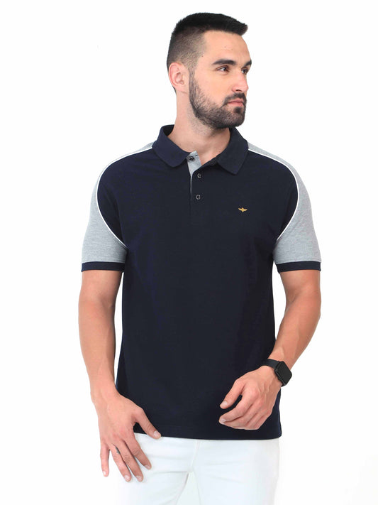 Navy Blue Men's Dual Color Polo T-Shirt