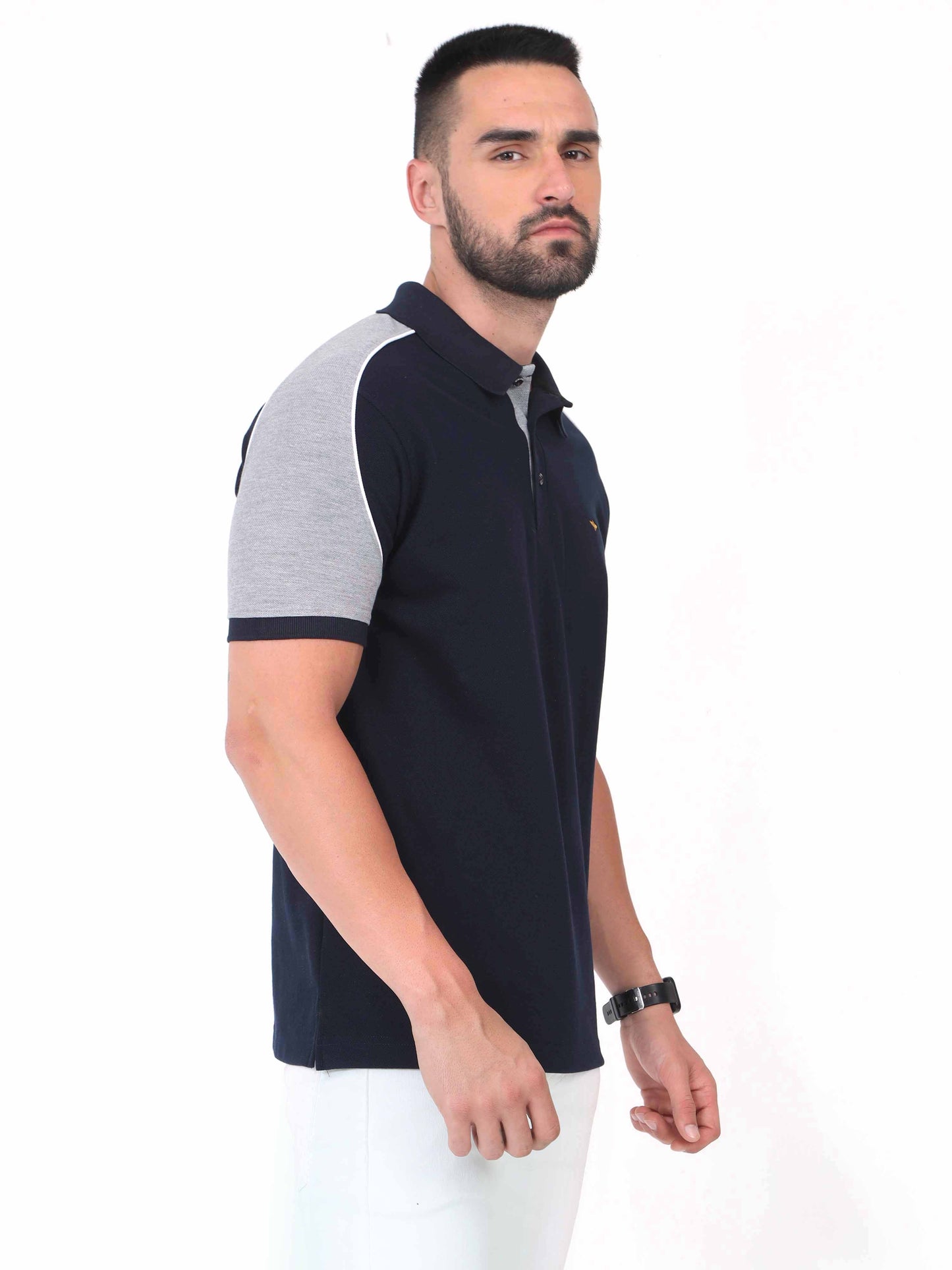 Navy Blue Men's Dual Color Polo T-Shirt