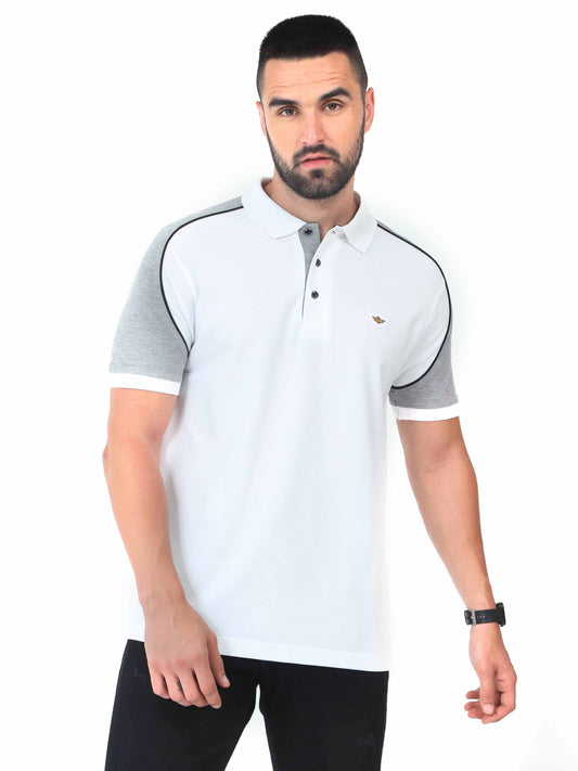 White Men's Dual Color Polo T-Shirt
