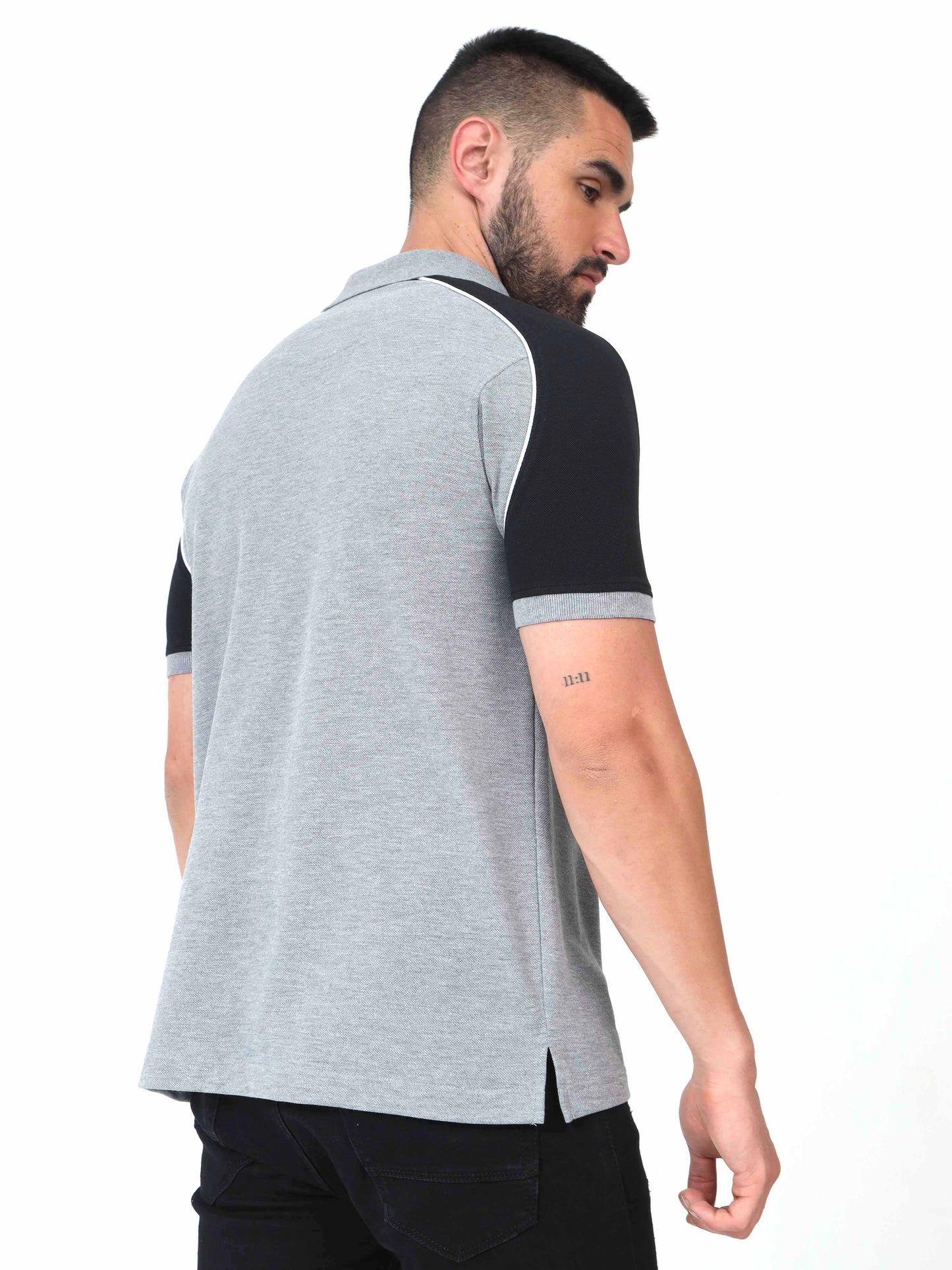 Grey Men's Dual Color Polo T-Shirt 