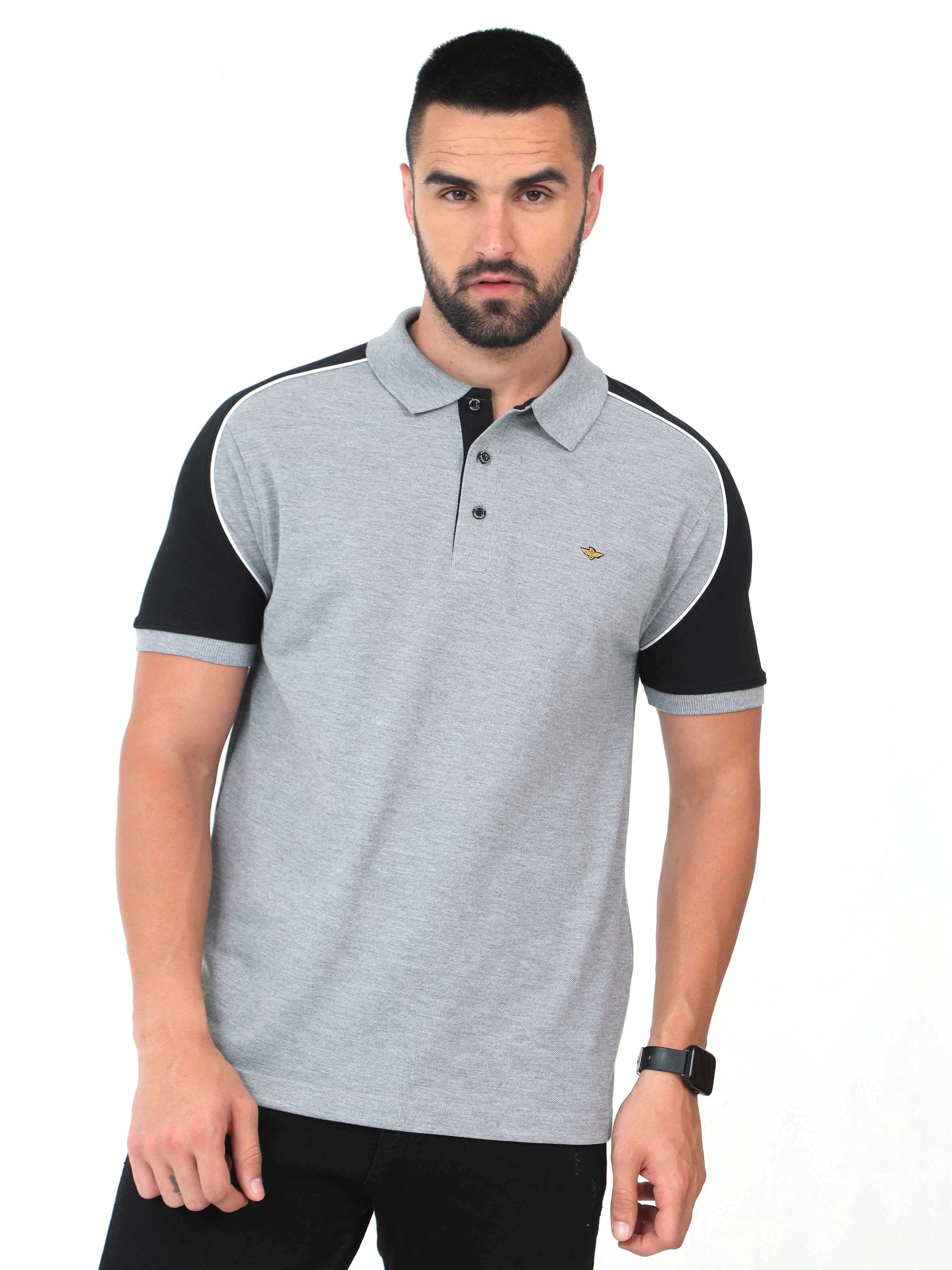 Grey Men's Dual Color Polo T-Shirt 