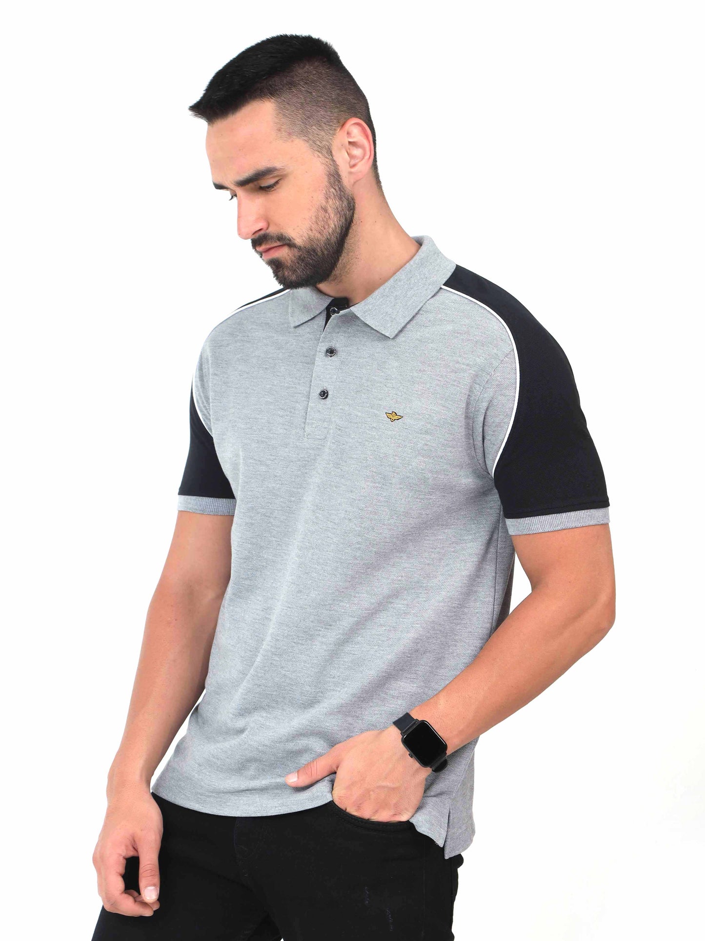 Grey Men's Dual Color Polo T-Shirt 