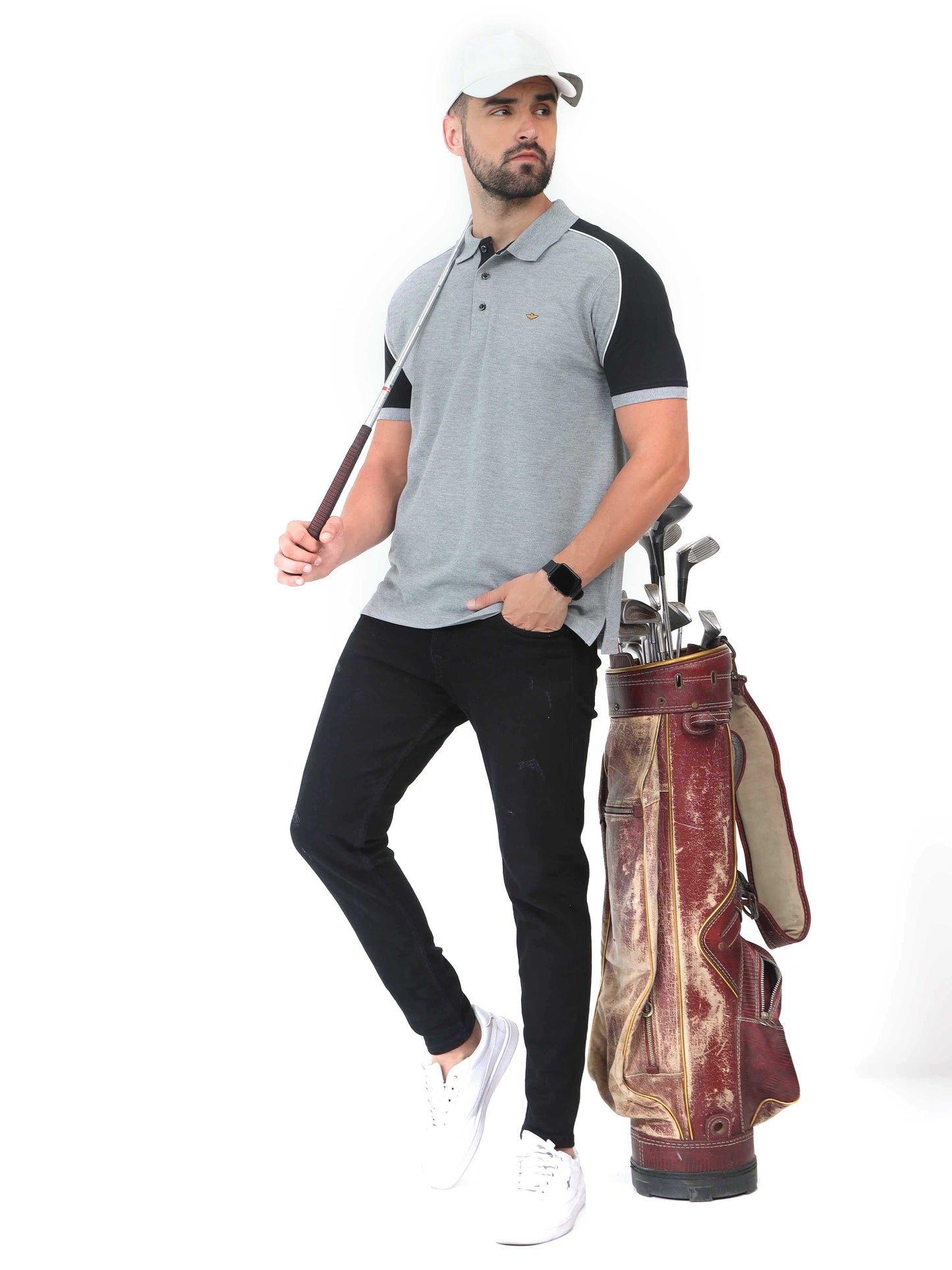 Grey Men's Dual Color Polo T-Shirt 