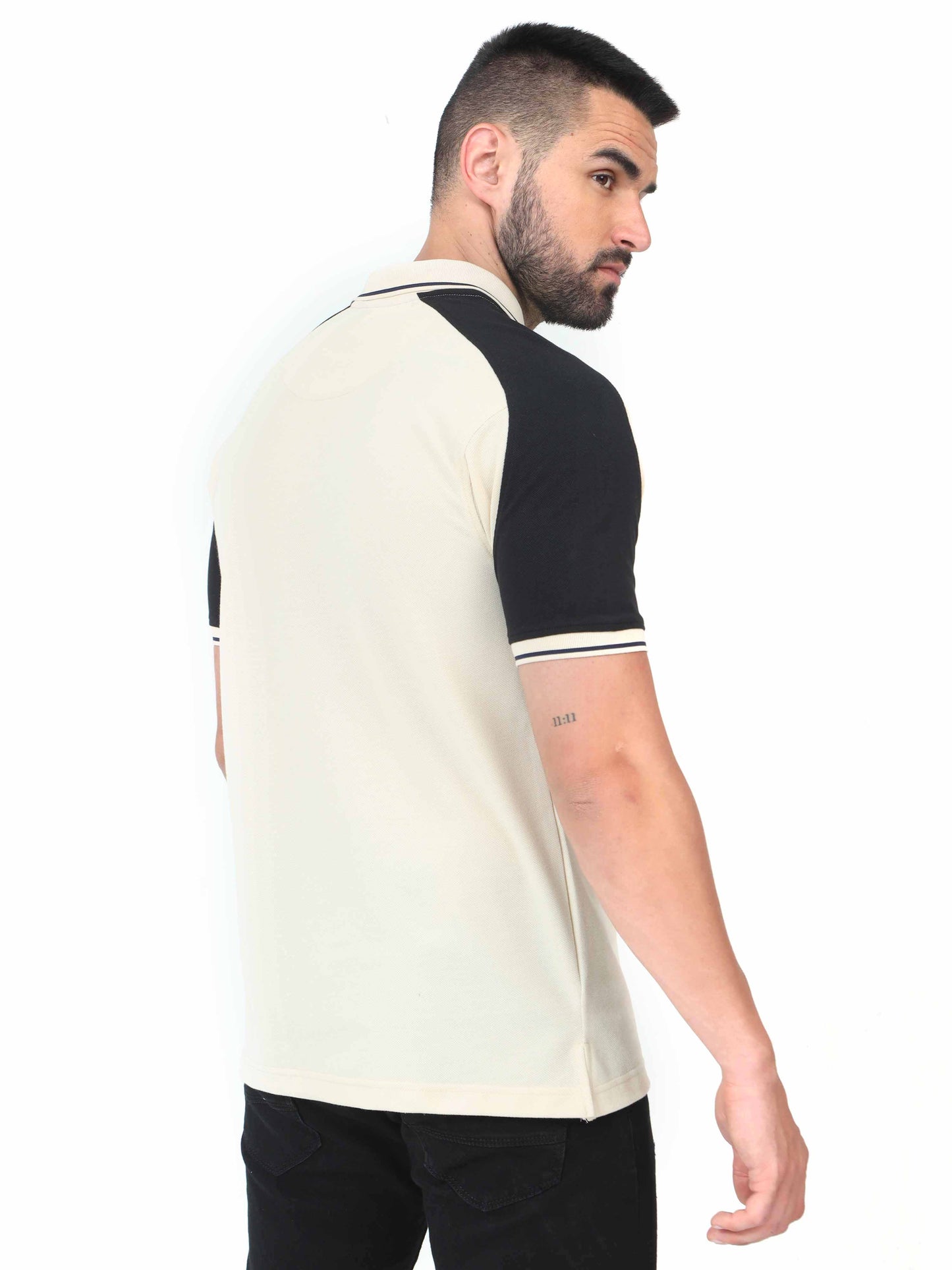 Beige Men's Dual Color Polo T-Shirt