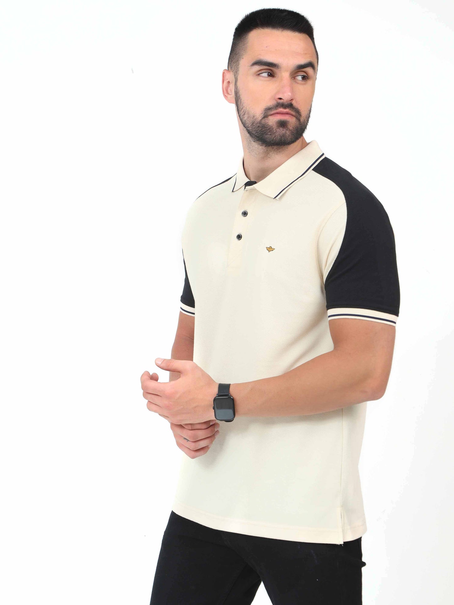 Beige Men's Dual Color Polo T-Shirt