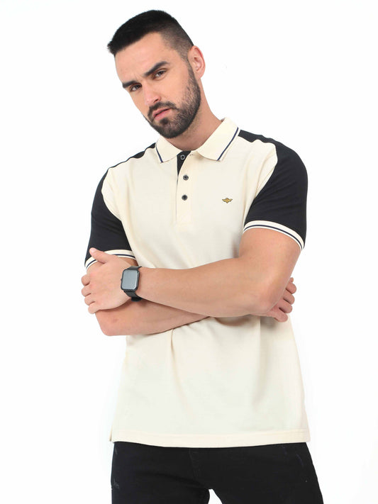 Beige Men's Dual Color Polo T-Shirt