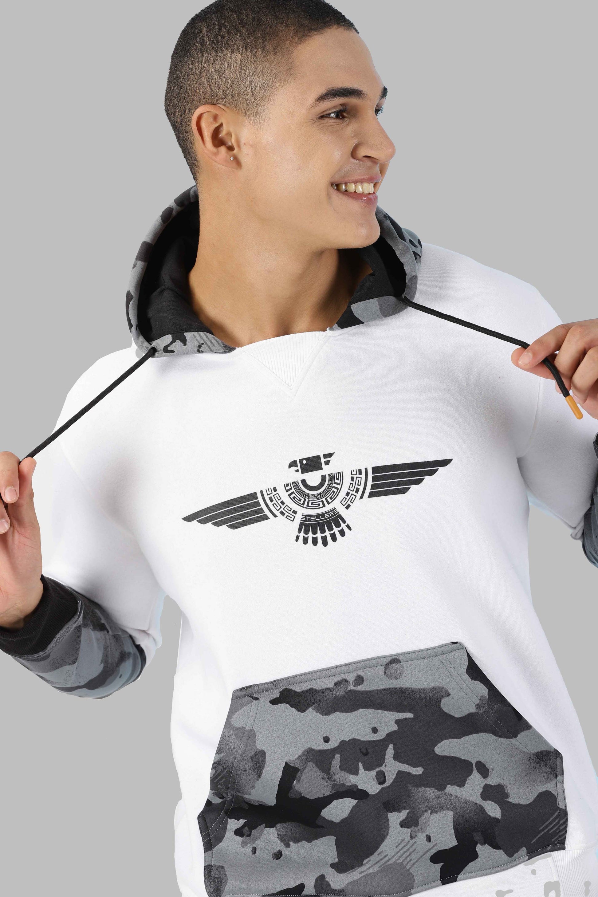 White Camouflage Hoodies for Men