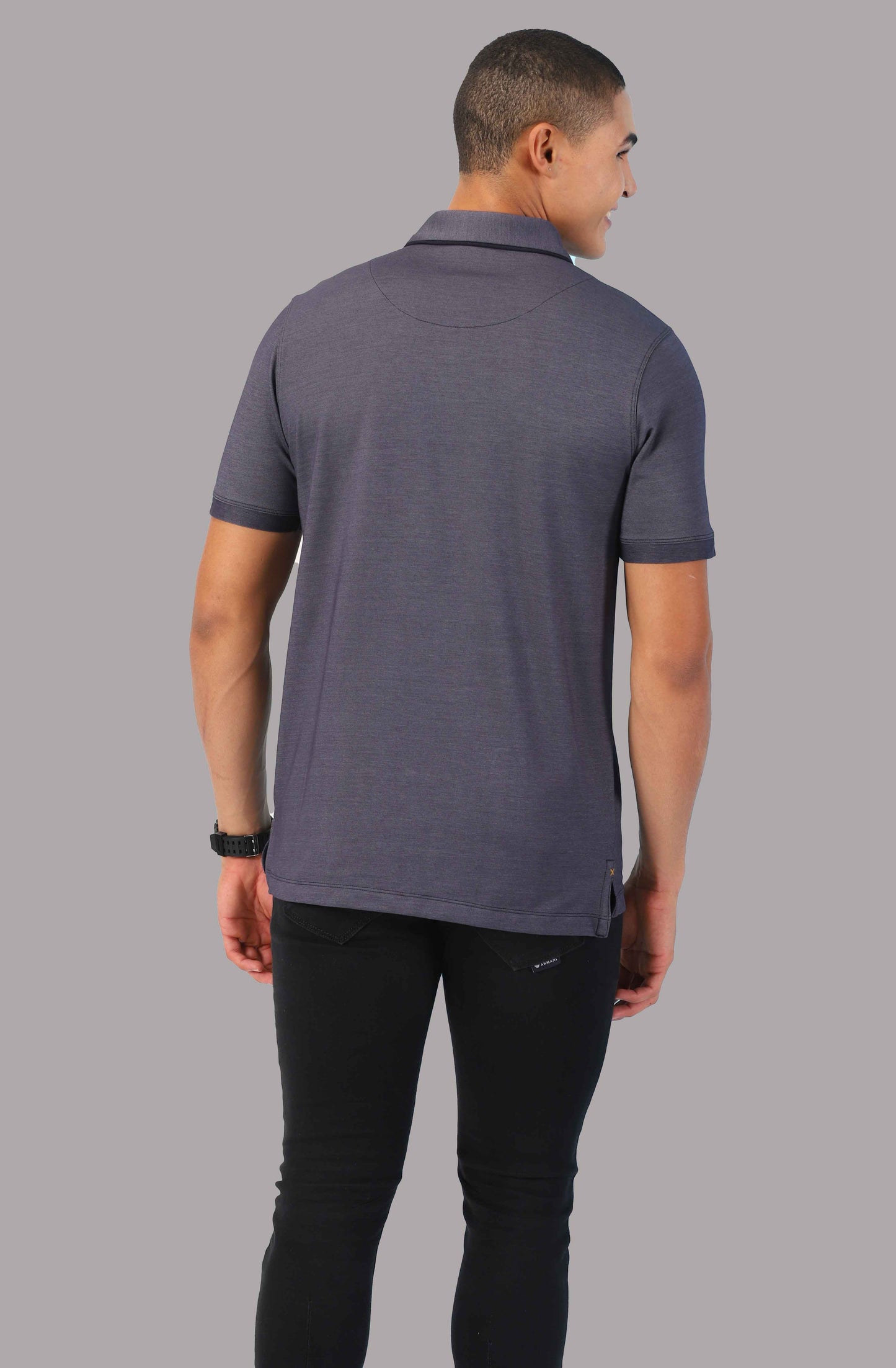 Navy Blue Men's Blended Cotton Polo T Shirts