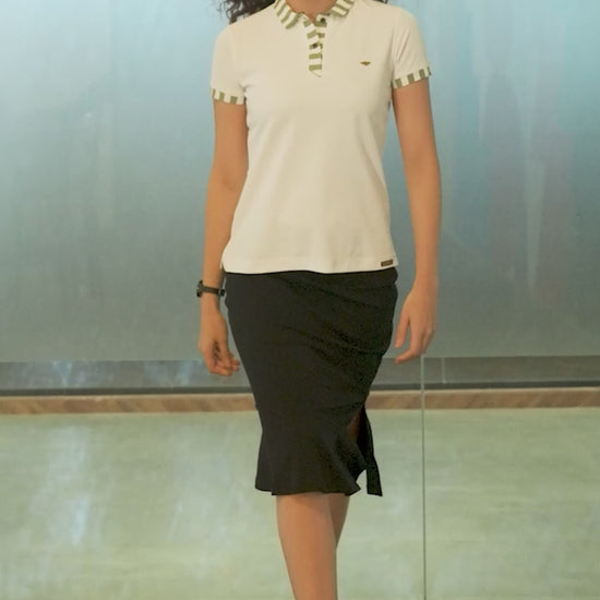 Women's Jacquard Polo Collar T Shirt