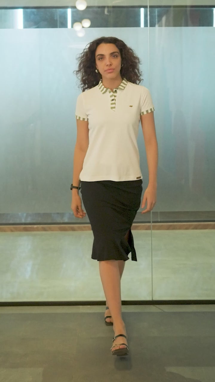 Women's Jacquard Polo Collar T Shirt