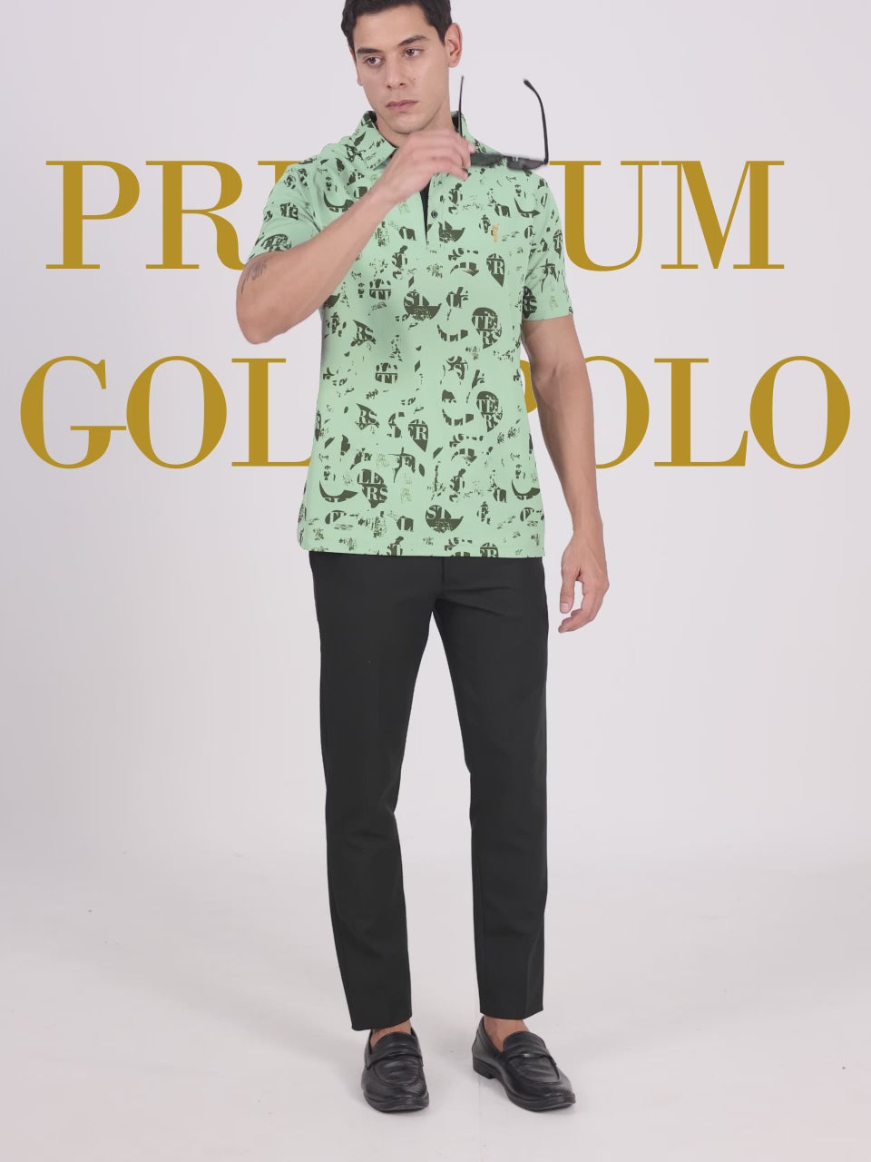 Camstel Green Printed Polo T Shirt for Men 