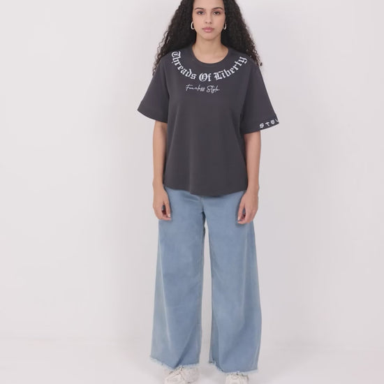 Dark Grey Oversized T Shirt for Women