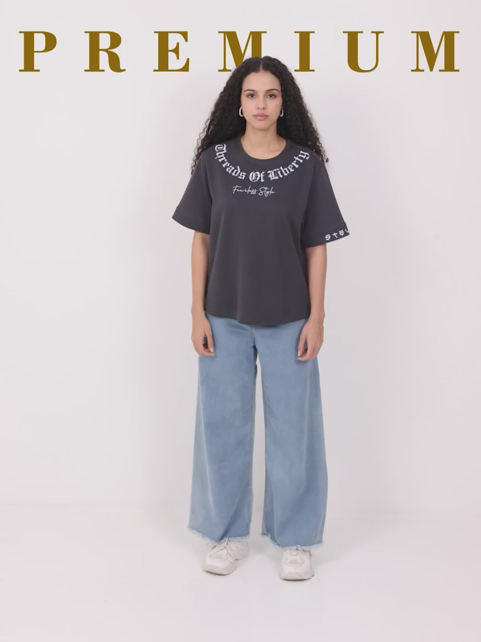 Dark Grey Oversized T Shirt for Women