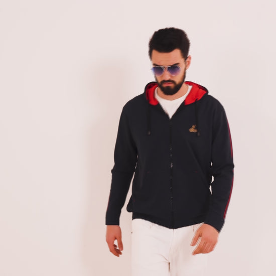 Navy Blue Zipper hoodies for men Online 